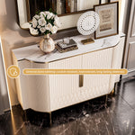 Load image into Gallery viewer, 54.6" Elegant Cream White Sideboard Buffet Cabinet with Adjustable Shelves