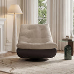 Load image into Gallery viewer, Modern Swivel Lounge Chair Upholstered Cushion Faux Leather Base Tufted Accent Chair Low Profile Design