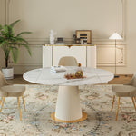 Load image into Gallery viewer, Luxury White & Gold Dining Suite Convertible Expandable Dining Table Contemporary Sideboard
