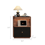 Load image into Gallery viewer, Modern Walnut Nightstand with Fluted Cabinet Door and Open Storage Shelf