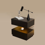 Load image into Gallery viewer, Contemporary Black Nightstand with Scratch-Resistant Leather & Motion Sensor Lighting