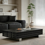 Load image into Gallery viewer, 55.1" Modern Black Coffee Table with Storage Drawers Wooden Center Table Minimalist Living Room Furniture