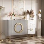 Load image into Gallery viewer, 62.4" Sleek Modern White and Gold Buffet Cabinet with Circular Accents