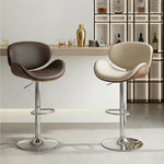 Load image into Gallery viewer, Modern Walnut Bentwood Adjustable Bar Stool Upholstered Swivel Counter Chair 1 Piece