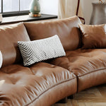 Load image into Gallery viewer, Modern Curved Leather Sofa Camel Upholstery Low Profile Contemporary Lounge Design