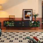 Load image into Gallery viewer, 82.6" Jungle Print Mid Century Wood TV Stand