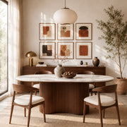 Sculptural Fluted Base Oval Dining Table with Sintered Stone Top