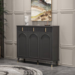 Load image into Gallery viewer, 55.1" Modern Luxury Shoe Cabinet with Arched Panel Doors & Gold Accents Elegant Entryway Storage Sideboard