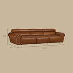 Load image into Gallery viewer, 119.2'' Modern Genuine Leather Power Reclining Sofa Remote Control Adjustable Seats Brown Leather Couch