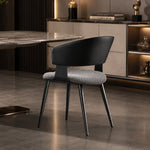 Load image into Gallery viewer, Layered Microfiber Texture Ergonomic Grey Residential Dining Room Chair 1 Piece