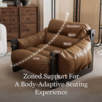 Load image into Gallery viewer, Modern Oil Waxed Leather Lounge Chair Solid Wood Frame Deep Seat Vintage Accent Armchair