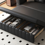 Load image into Gallery viewer, Modern Black Leather Sofa Bed with Pull-Out Sleeper Convertible 2-in-1 Couch