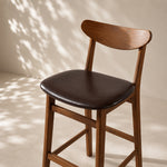 Load image into Gallery viewer, Modern Solid Wood Bar Stool with Upholstered Seat Minimalist Counter Chair 1 Piece