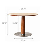 Load image into Gallery viewer, 31.49" Modern Round Meeting Table Walnut Wood Veneer Pedestal Base Compact Dining & Conversation Table