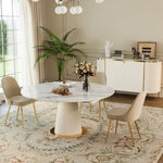 Load image into Gallery viewer, Luxury White & Gold Dining Suite Convertible Expandable Dining Table Contemporary Sideboard