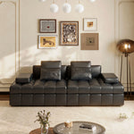 Load image into Gallery viewer, Modern Black Faux-Leather Sofa Bed Convertible Spacious and Stylish