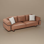 Load image into Gallery viewer, 110" Modern 4-Seater Leather Sofa Luxury Comfort with High-Density Foam Solid Wood Frame & Brushed Stainless-Steel Accents