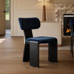Load image into Gallery viewer, Modern Blue Upholstered Dining Chair with Black Metal Frame 1 Piece