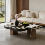 Load image into Gallery viewer, Modern Artistic Coffee Table Abstract Pattern Wood Center Table Irregular Shape Living Room Accent Table