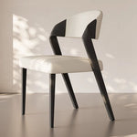 Load image into Gallery viewer, Modern Minimalist Dining Chair Set of 2 Elegant Cream Upholstery & Sculpted Wood Frame