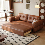 Load image into Gallery viewer, Modern Brown Faux Leather Sofa Bed Pull-Out 2-in-1 Convertible Sleeper Couch