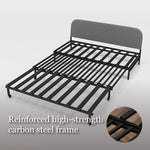 Load image into Gallery viewer, Detail of sofa bed’s sturdy frame and hidden storage mechanism