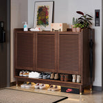 Load image into Gallery viewer, 31.4''/47.2'' Modern Wooden Shoe Cabinet with Louvered Doors Large Capacity Entryway Storage Organizer