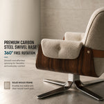 Load image into Gallery viewer, Cream Tufted Fabric Swivel Lounge Chair with Walnut Frame