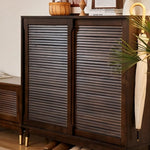 Load image into Gallery viewer, 39.3'' Modern Wooden Louvered Door Shoe Cabinet Large Capacity Hidden Shoe Storage