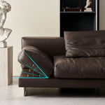 Load image into Gallery viewer, Modern Low-Profile Leather Sofa Deep Brown Upholstery with Wide Armrests & Metal Legs