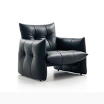 Load image into Gallery viewer, Modern Tufted Faux Leather Lounge Chair Deep Seat Accent Armchair with Sculptural Design