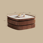 Load image into Gallery viewer, 34.7'' Modern Solid Wood Coffee Table with Marble Top Hidden Storage Rounded Minimalist Design