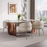 Load image into Gallery viewer, Set of 2 Modern Upholstered Dining Chair with Curved Backrest Cream Accent Chair Minimalist Dining Chair