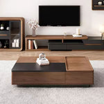 Load image into Gallery viewer, 78.7" Modern Walnut & Black Adjustable TV Console Expandable Media Stand
