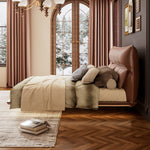 Load image into Gallery viewer, Luxury Floating Upholstered Platform Bed with LED Ambient Lighting & Cushioned Headboard