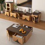 Load image into Gallery viewer, Modern Wooden Pet Friendly Storage Cabinet Coffee Table and TV Stand Set with Multi Functional Design