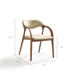 Load image into Gallery viewer, Modern Wood Dining Chair with Cream Upholstered Seat and Curved Arms 1 Piece