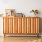 Load image into Gallery viewer, 62.9" Modern Solid Wood Shoe Cabinet with Fluted Front Panels Scandinavian Style Entryway Storage Sideboard