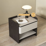 Load image into Gallery viewer, Modern Nightstand with Saddle Leather Finish Silent Drawer Rails