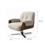 Load image into Gallery viewer, Cream Tufted Fabric Swivel Lounge Chair with Walnut Frame
