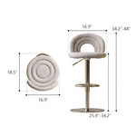 Load image into Gallery viewer, 1 Piece Modern Boucle Adjustable Bar Stool with Sculptural Backrest and Stainless Steel Base