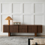 Load image into Gallery viewer, 78.7" Modern Walnut Slatted TV Stand Mid Century Media Console Cabinet