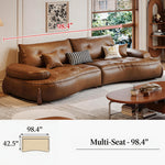 Load image into Gallery viewer, Modern Curved Leather Sofa Camel Upholstery Low Profile Contemporary Lounge Design