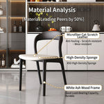 Load image into Gallery viewer, Modern Minimalist Dining Chair Faux Leather Seat Solid Wood Frame Black and Beige Accent Chair 1 Piece