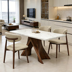 Load image into Gallery viewer, Luxury Sintered Stone Dining Table with Artistic Walnut Wood