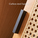 Load image into Gallery viewer, 39" Modern Rattan Sideboard 2-Door Natural Wood Buffet Cabinet with Metal Legs