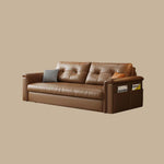 Load image into Gallery viewer, Modern Brown Faux Leather Sofa Bed with Storage Convertible Sleeper Couch