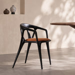 Load image into Gallery viewer, Modern Organic-Shaped Black Wood Arm Chair for Dining Room