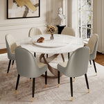 Load image into Gallery viewer, Round Dining Table Lazy Susan Marble Effect X Metal Base Perfect for 4-6 People