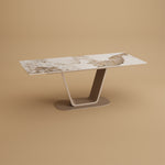 Load image into Gallery viewer, 58"-81" Extendable Dining Table with Modern Patterned Stone Top
